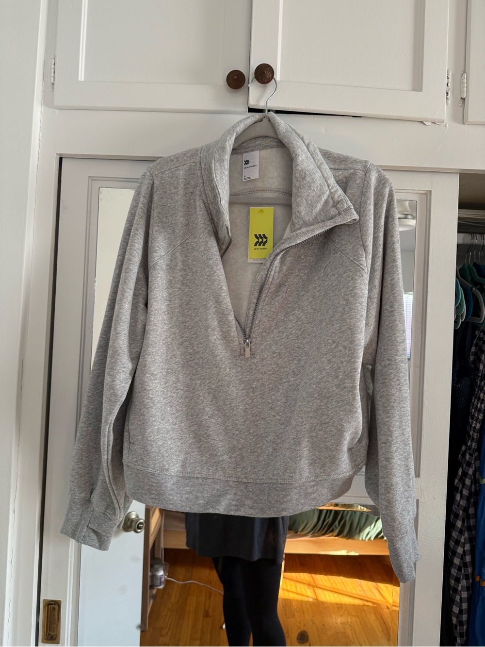 all in motion Light Gray Half-Zip Cowl Neck Pullover